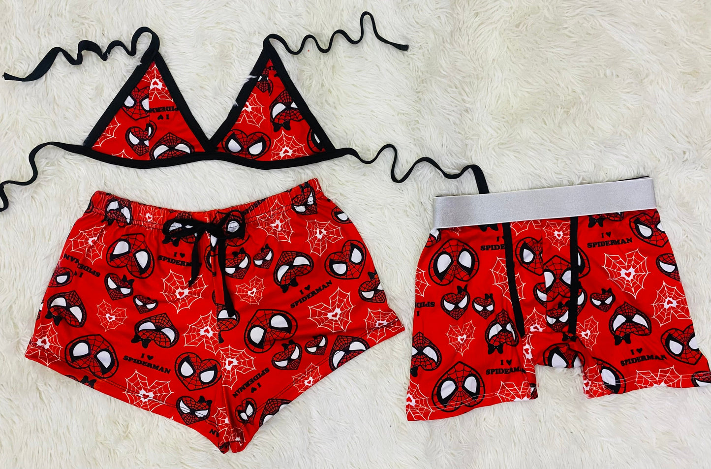 Spiderman Corazones Rojo duo short con top