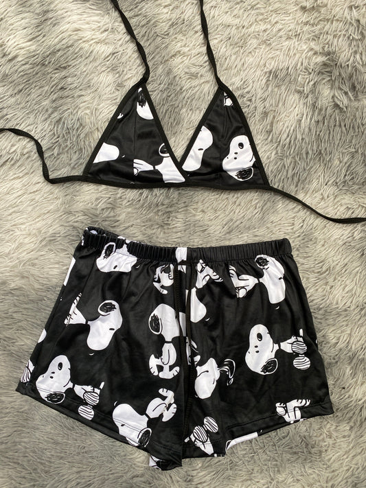 Snoopy negro Top Con Short Unitalla De Brush