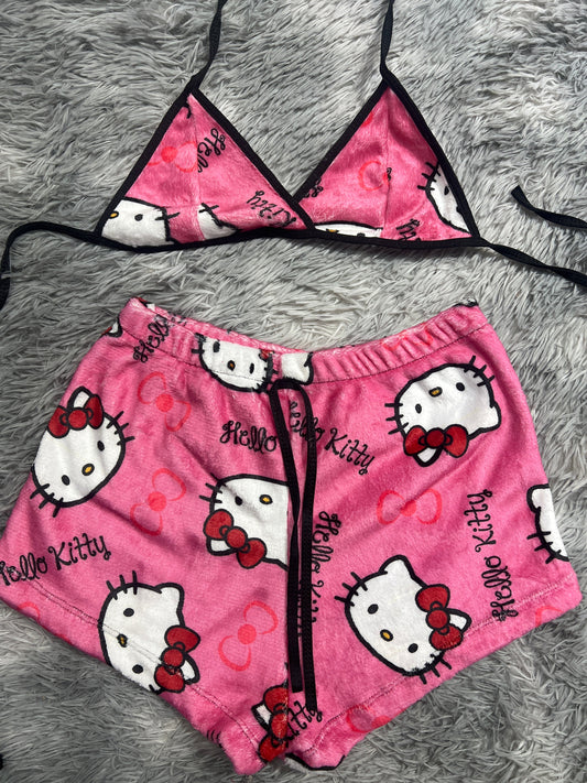 Hello Kitty Rosa Top Con Short Unitalla De Afelpado