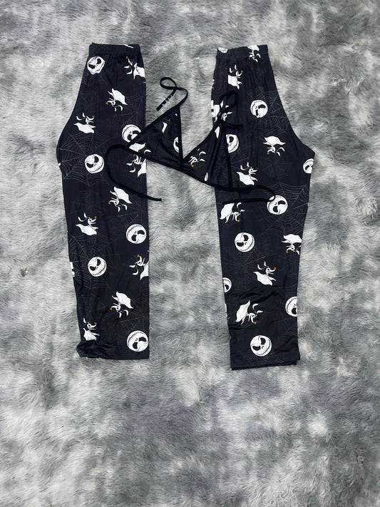 Jack Skellington Negro Duo de pijama afelpada.