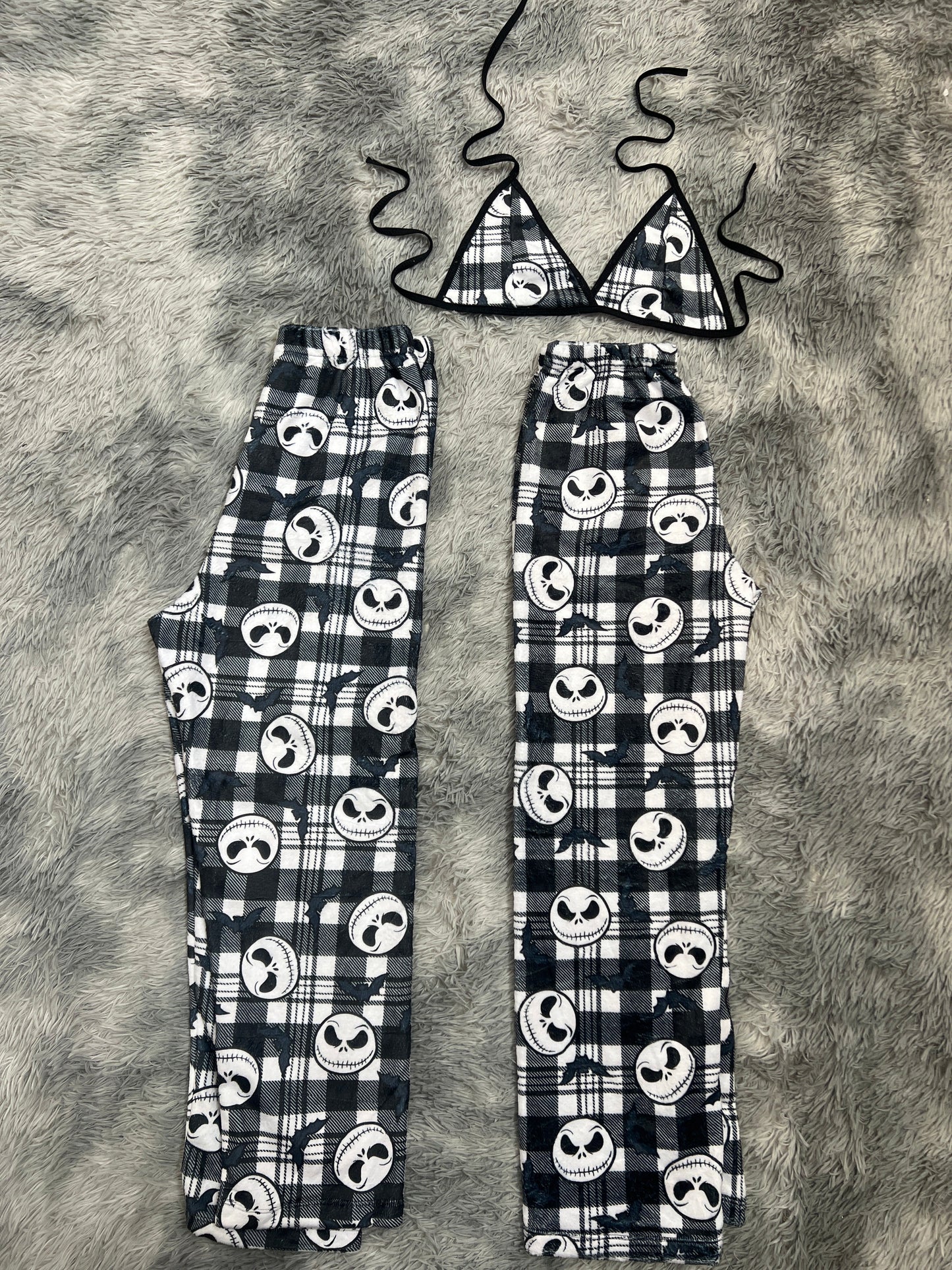 jack cuadros rayados  Duo de Pijama Afelpada hallowen
