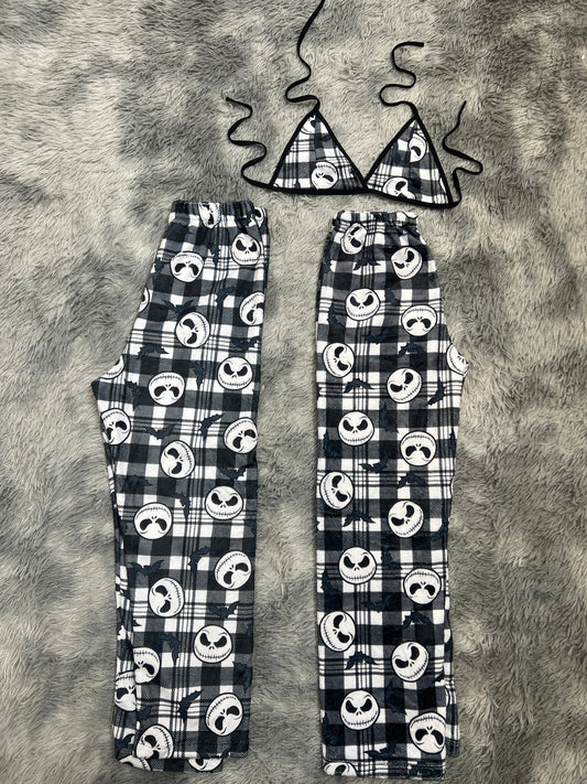 jack cuadros rayados  Duo de Pijama Afelpada hallowen