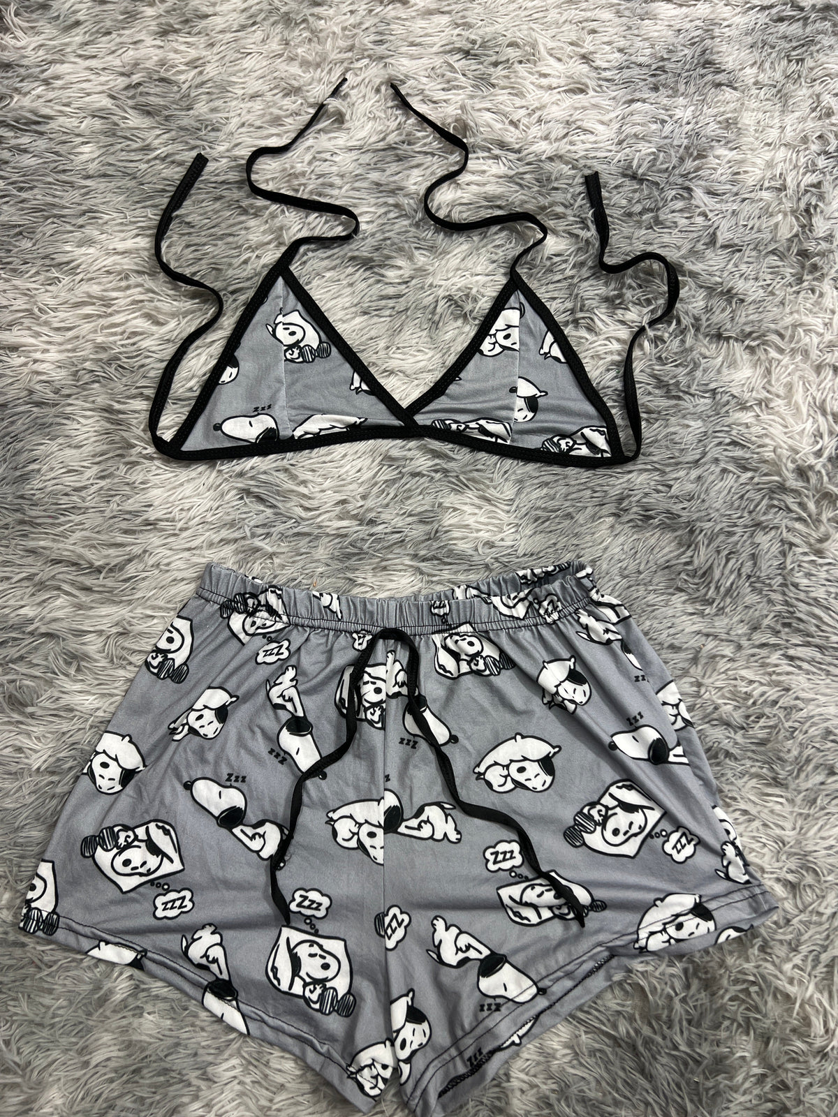Snoopy Gris Durmiendo Top Con Short Unitalla De Brush