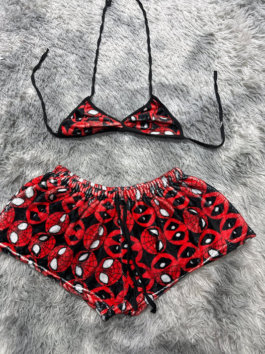 Spiderman y derpool  Top con short unitalla de afelpado