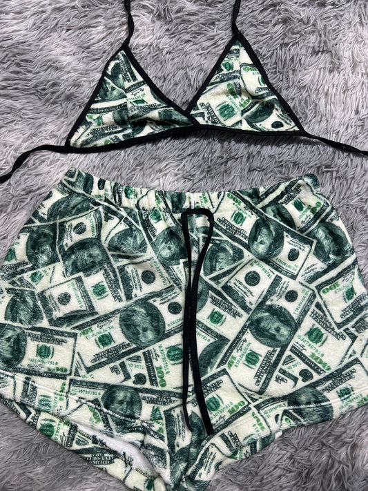 dinero top con short unitalla de afelpada