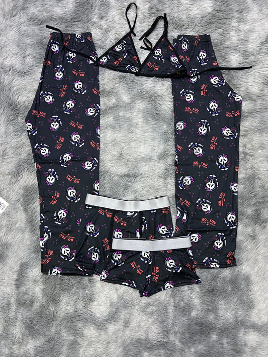 Hello Kitty Negro Duo de pijama de 5 piezas.