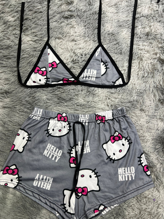 Hello kitty gris Top con short unitalla de brush