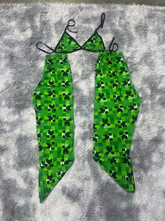 Creeper Minecraft Verde Duo de pijama afelpada.