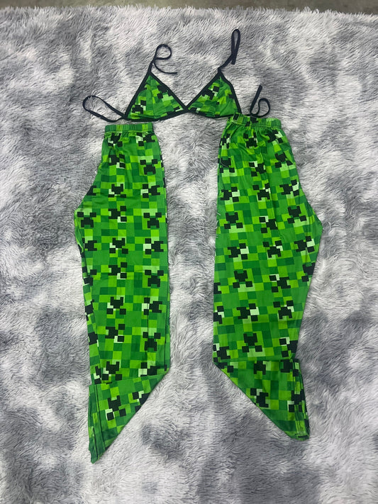 Creeper Minecraft Verde Duo de pijama afelpada.