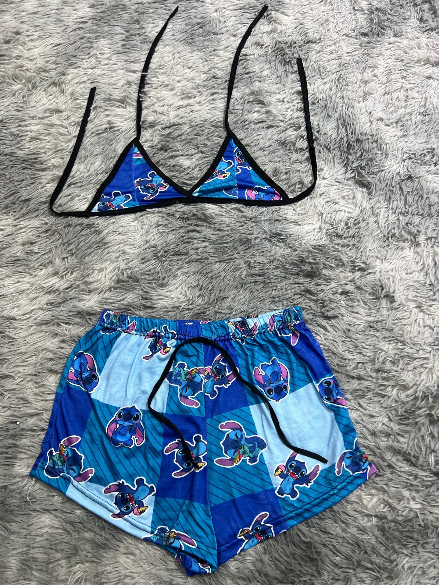 stich cuadros azules Top con short unitalla de brush