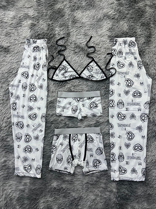 spiderman corazón blanco pijama 5 piezas