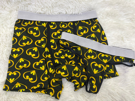 Batman Heart Print Negro duo unitalla con tanga
