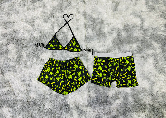 short con top y Bóxer Marihuana (Fondo Negro)