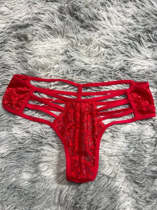 tanga de líneas rojo