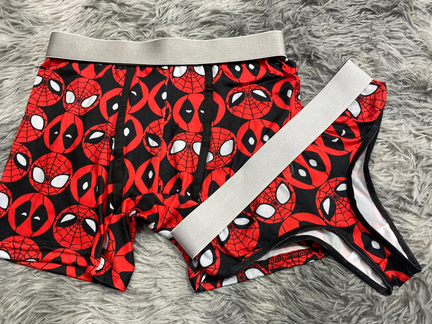 Spiderman y derpool duo de tanga unitalla xl