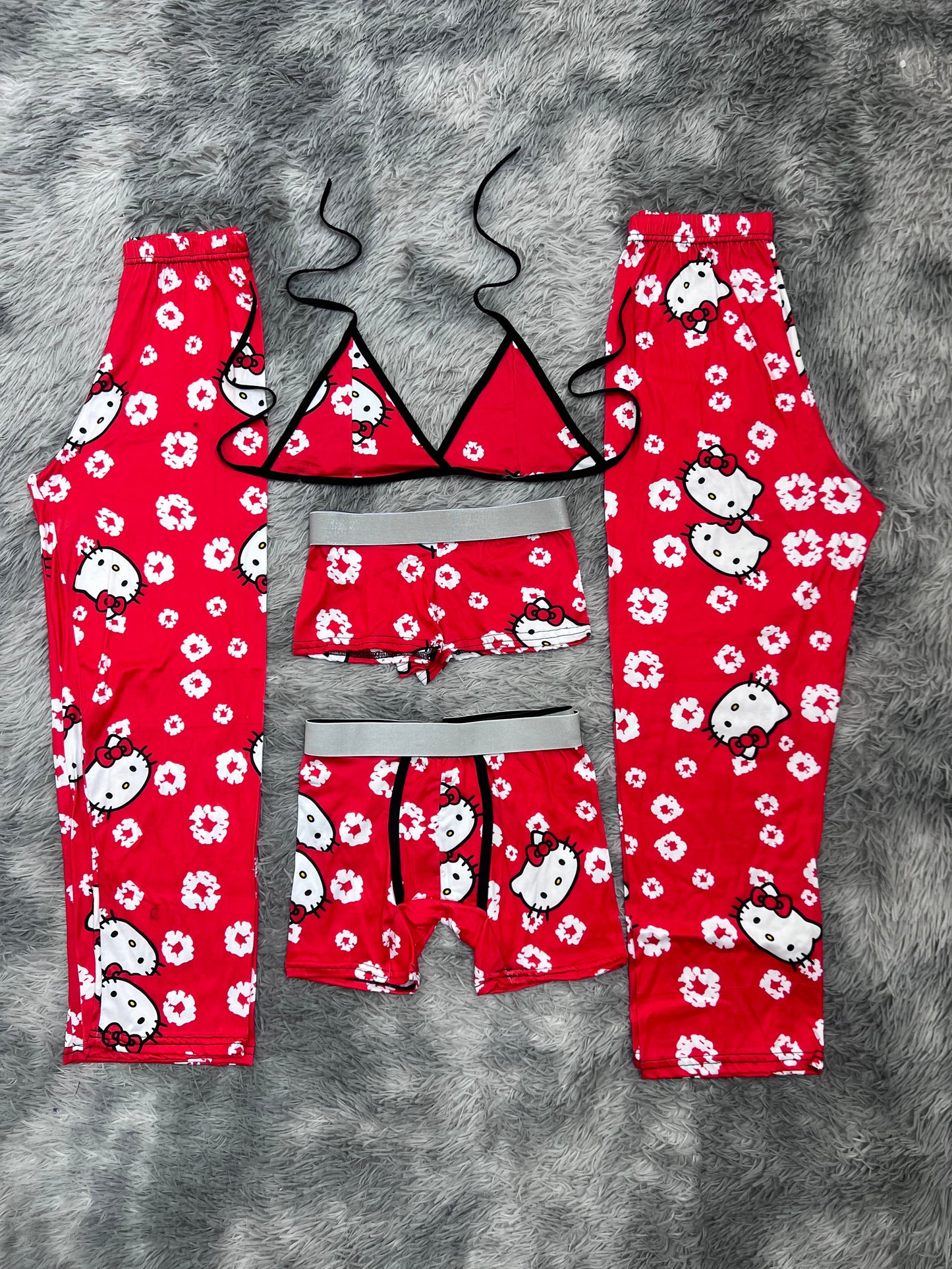 hello kitty flor roja pijama 5 piezas