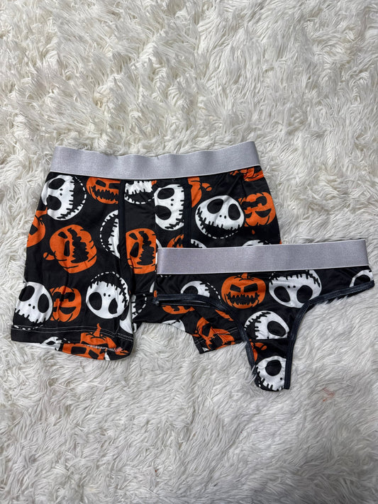 Jack y calabaza Halloween duo de boxer con tanga