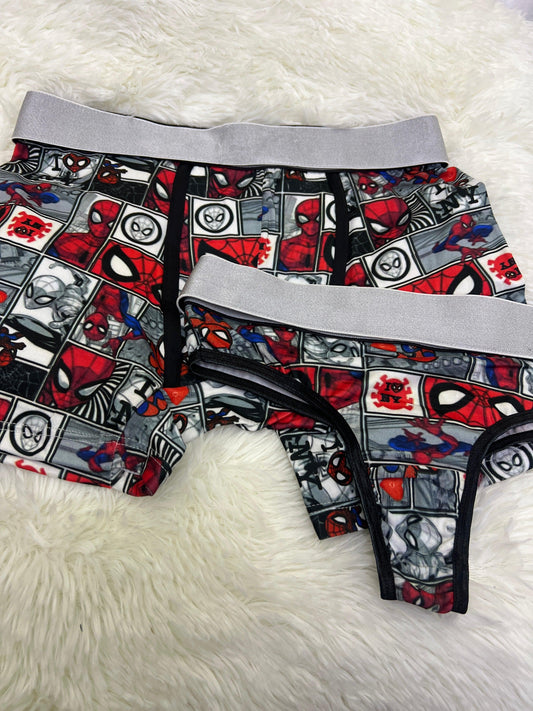 Grey Spiderman out couples matching underwear - Fundies