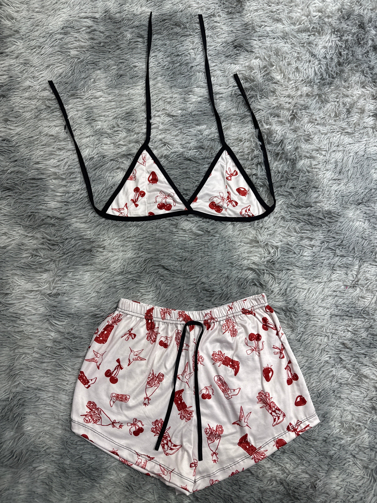 Cerezas Blanco Y Rojo Top Con Short Unitalla De Brush