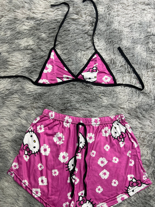 Hello kitty rosa cara Top con short unitalla de brush