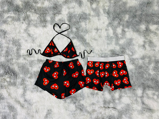short con top y Bóxer Spiderman corazón (Fondo Negro)