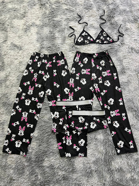 micky y minnie fondo negro pijama 5 piezas