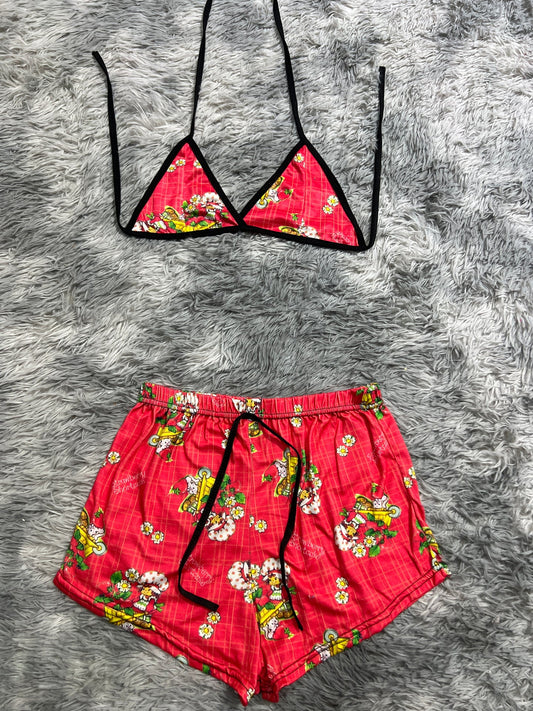Rosita fresita coral gato y fresas Top con short unitalla de brush