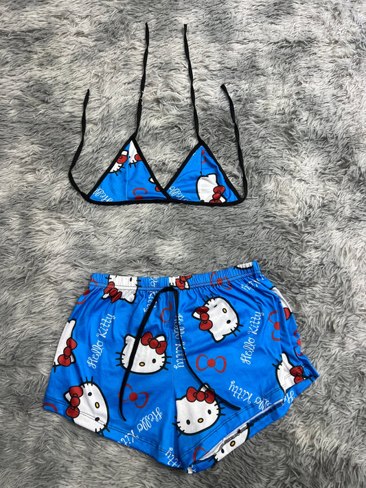 hello kitty azul Top con short unitalla de brush