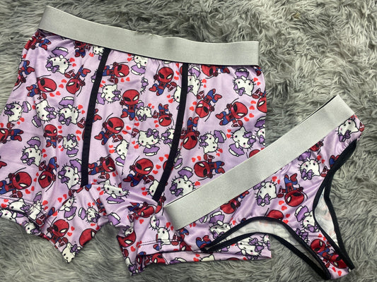 Kitty con Spiderman duo de tanga XL
