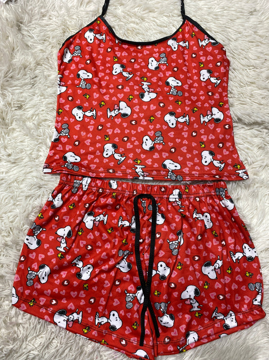 Snoopy Corazones Blusa Con Short