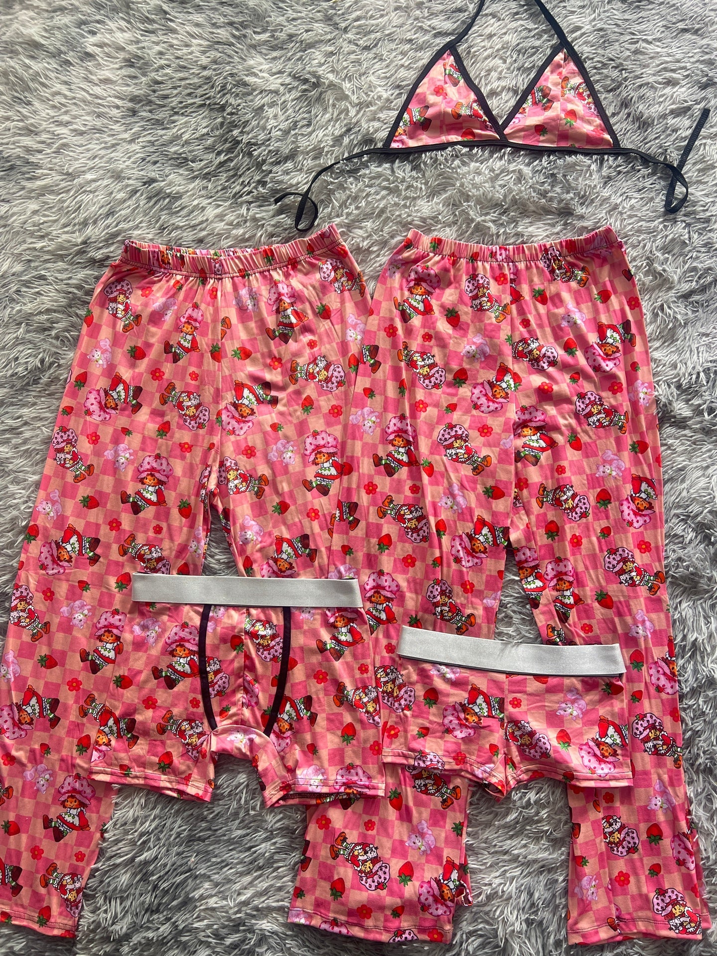 rosita fresita clasica con cuadros pijama 5 piezas