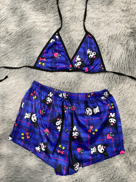 Kuromy cuadros morados Top Con Short Unitalla De Brush