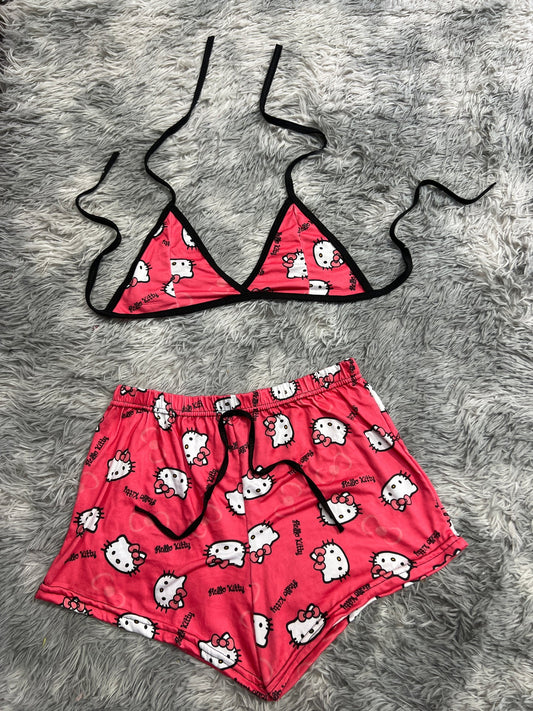 hello kitty color coral Top con short unitalla de brush