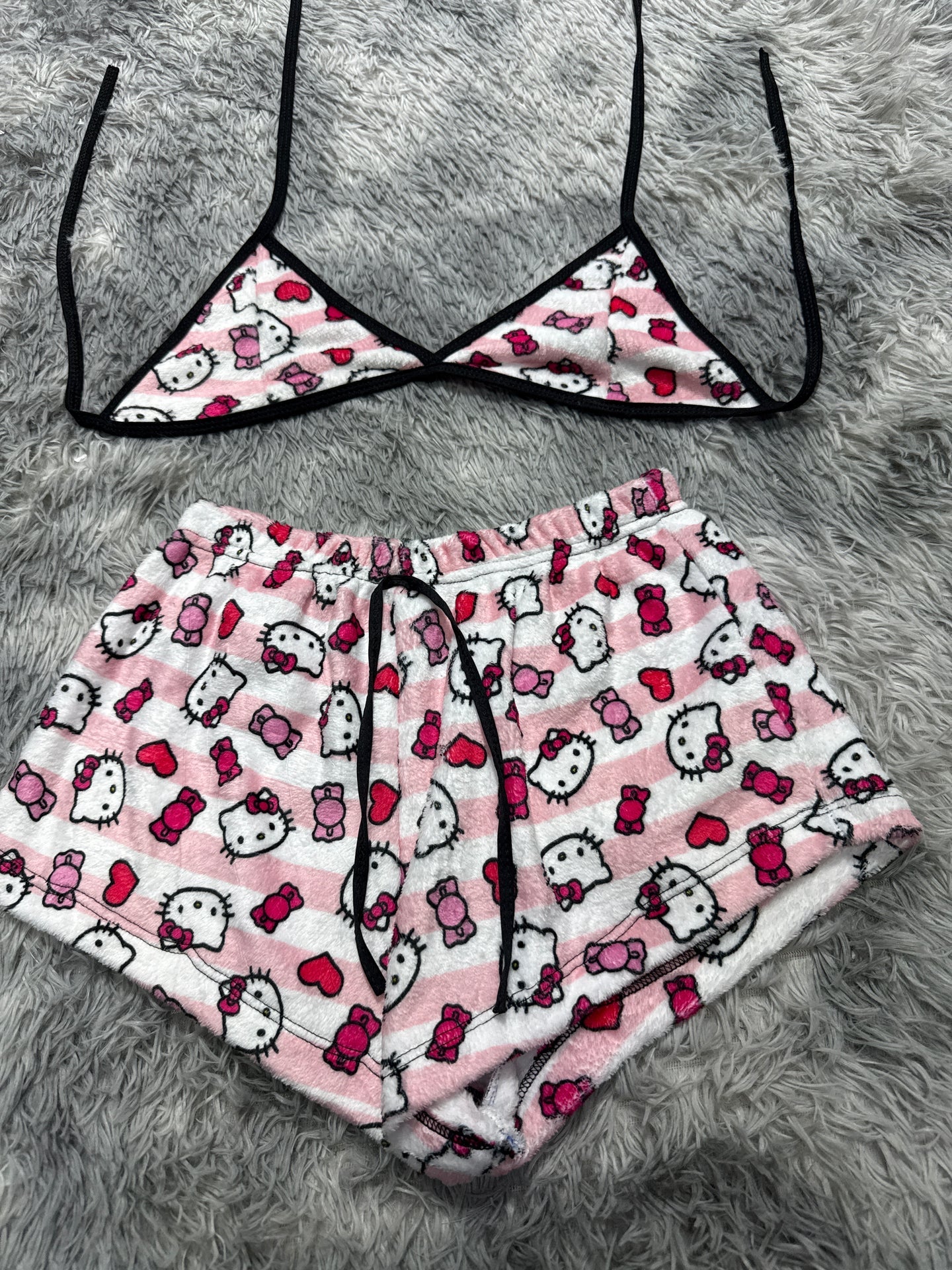 Hello Kitty con rayas rosas Top con short unitalla de afelpado