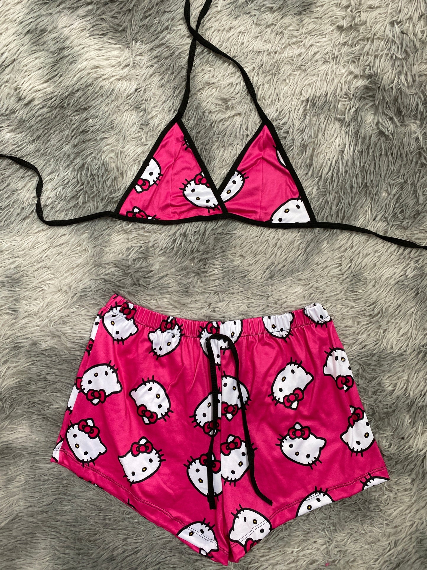 Hello kitty caras fondo rosa Top Con Short Unitalla De Brush
