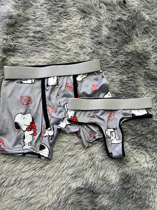 Snoopy Love Gris Duo Unitalla Con Tanga