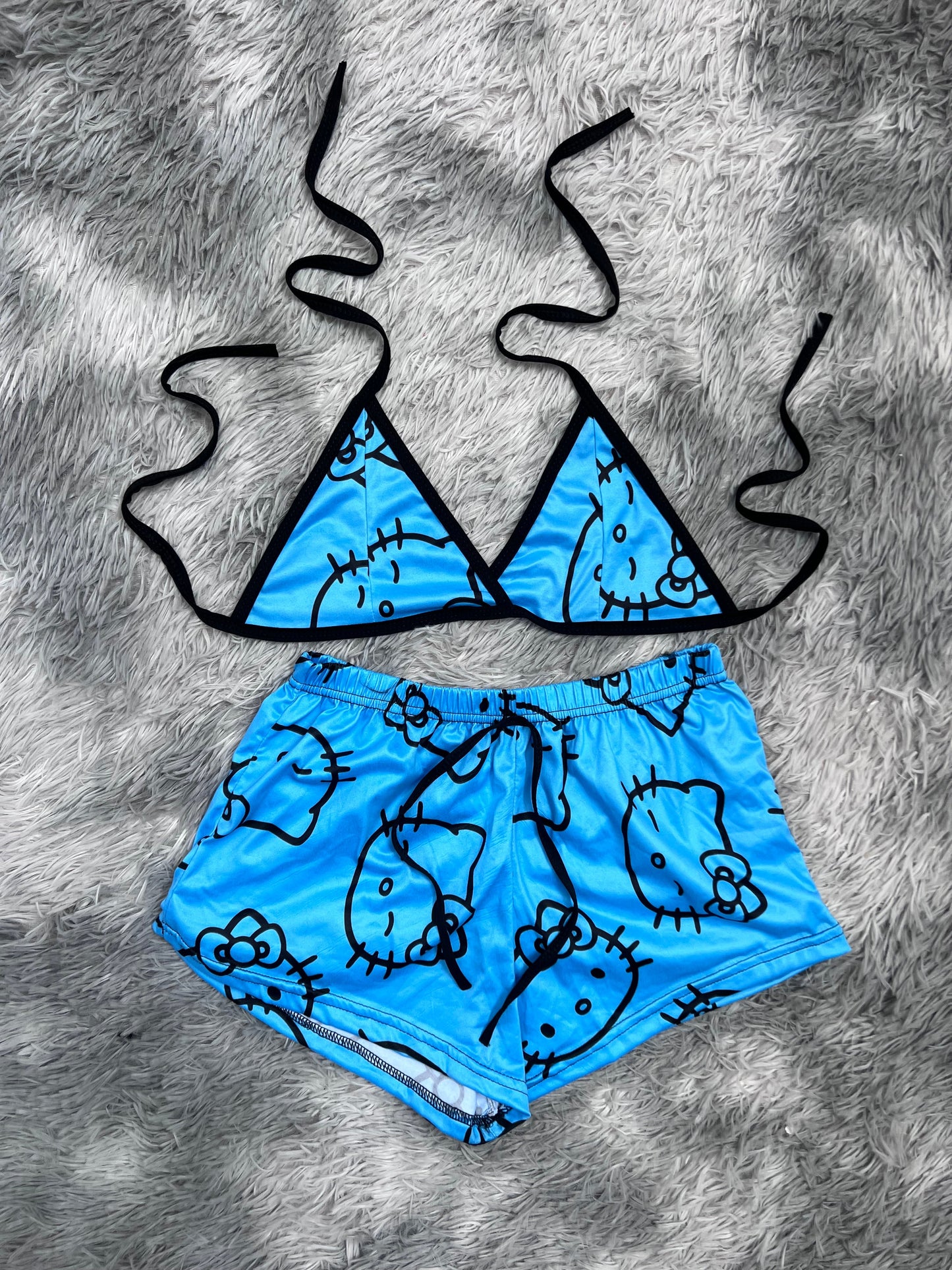 hello kitty azul top con short unitalla de brush
