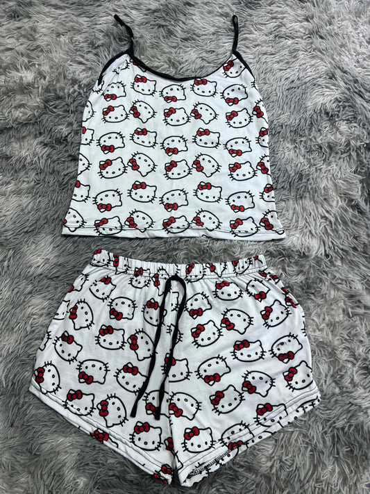 Hello Kitty Blanco Caras Blusa Con Short