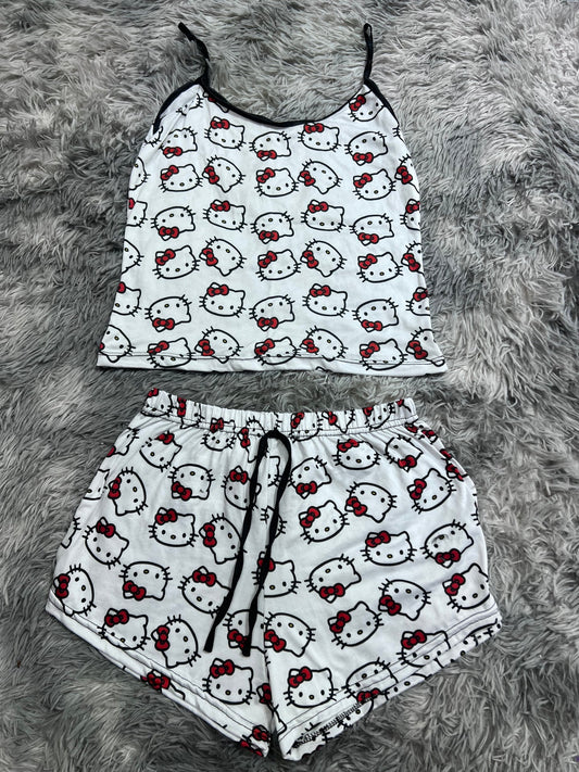 caras de hello kitty blanco blusa con short