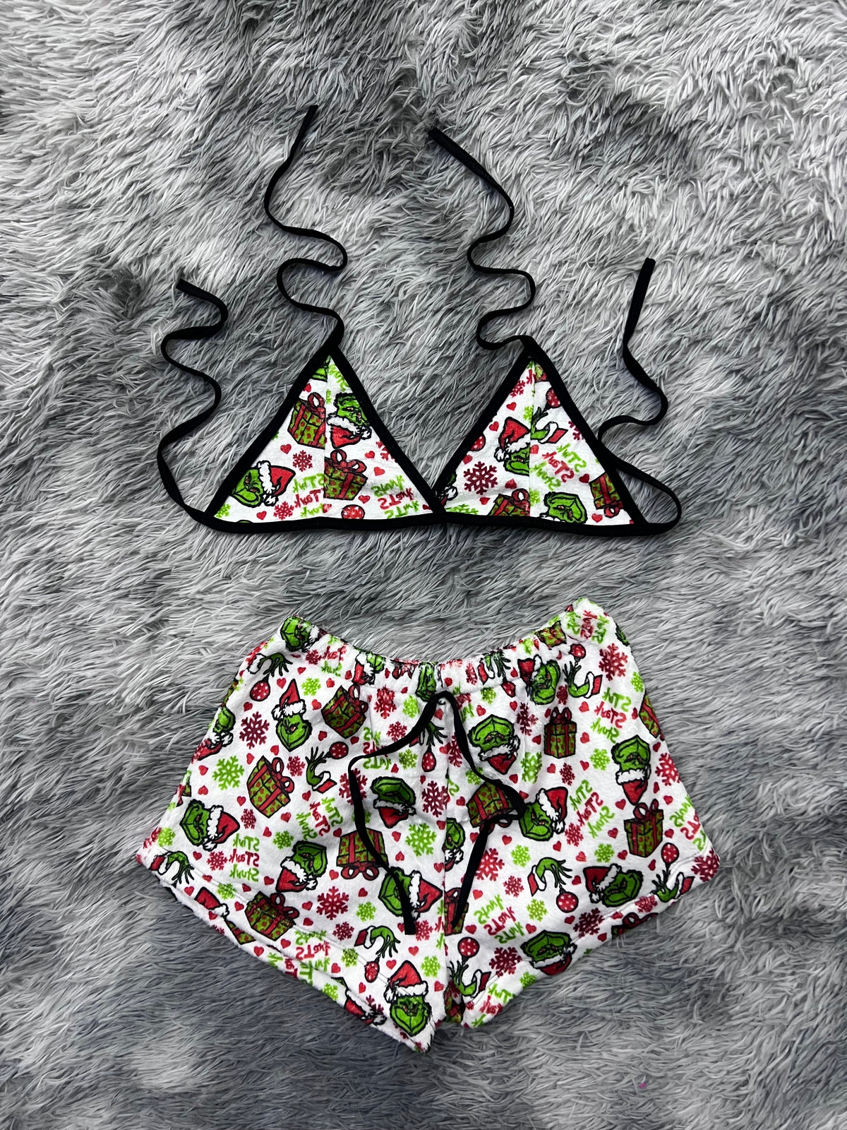 Grinch Blanco Regalo Top Con Short Unitalla De Afelpado