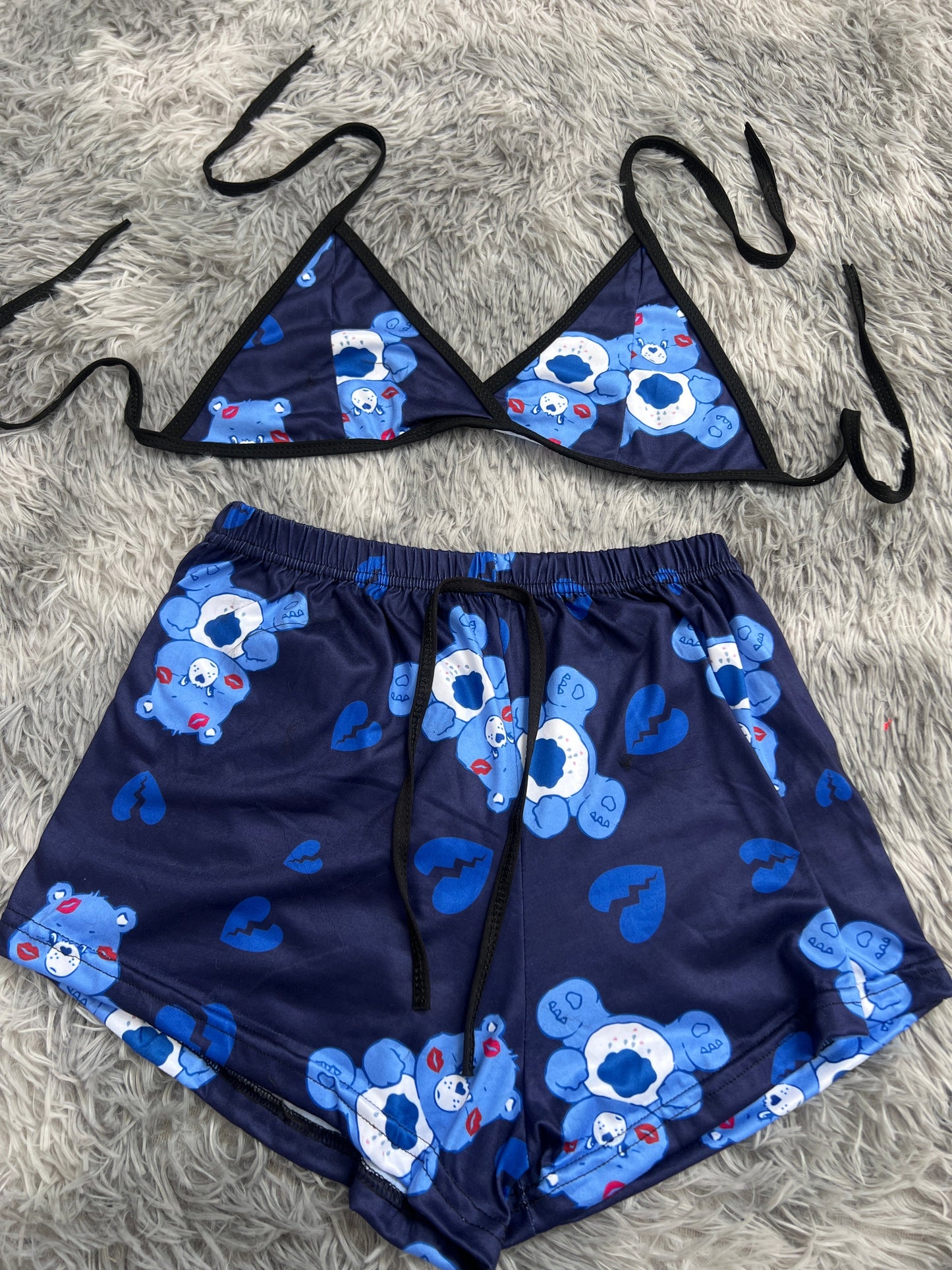 Osito cariñosito azul marino top con short unitalla de brush