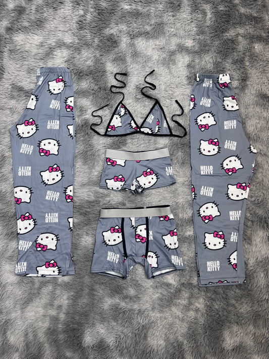 hello kitty gris pijama 5 piezas