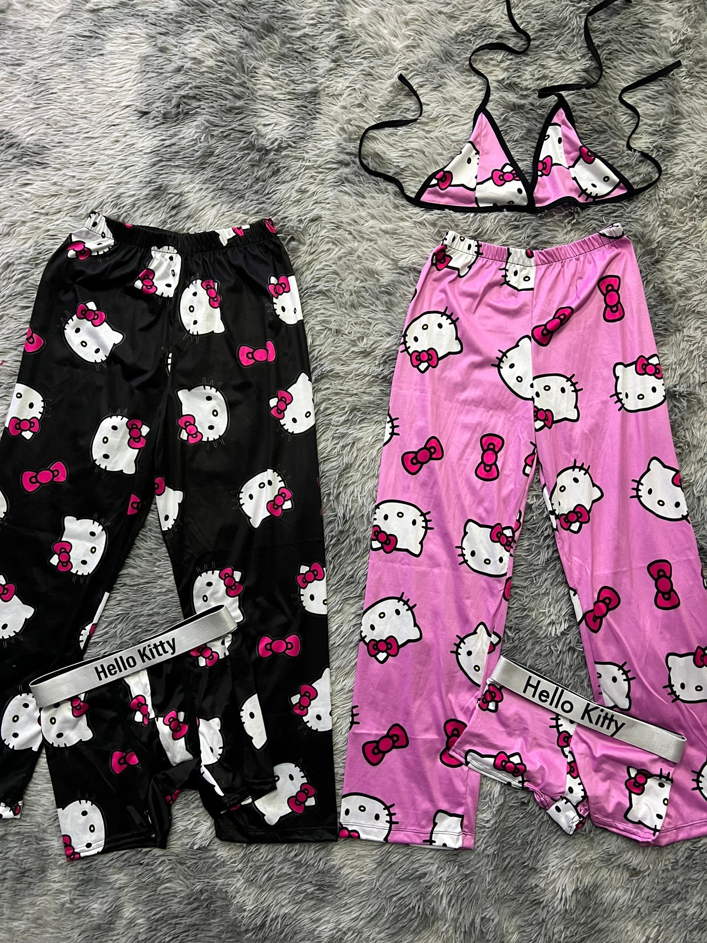 Hello Kitty Pink black Print 5 piece pajama set For Couples 🐱