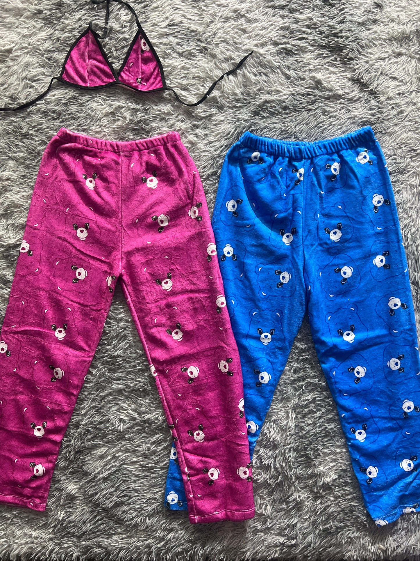 osito carinosito intercalado rosa y azul duo de pijama afelpada