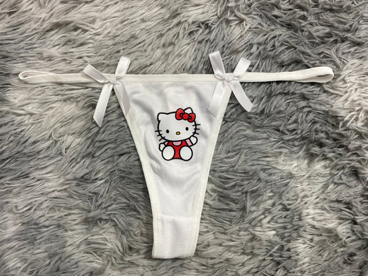 Hello kitty blanco  Tanga de dama delgada