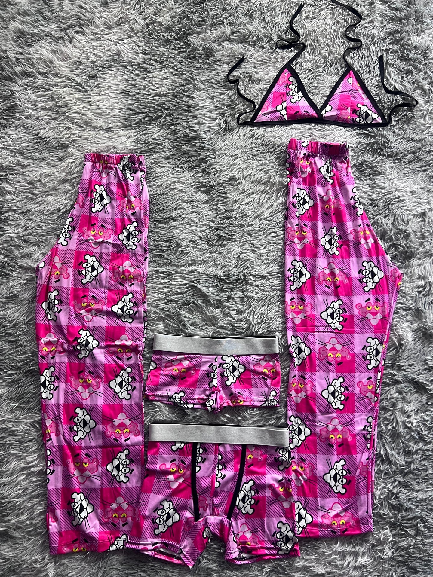 pantera rosa cuadros pijama 5 piezas