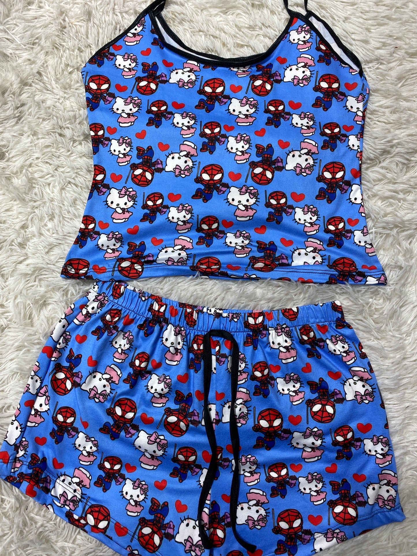 Spider kitty azul  blusa con short