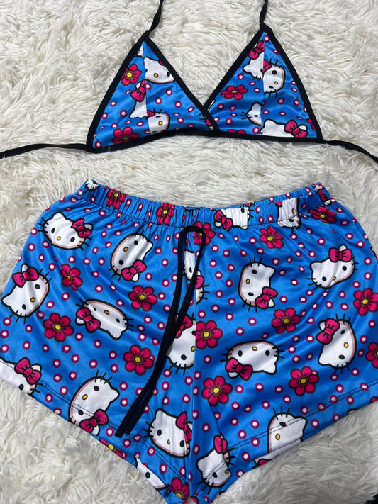 Hello Kitty Azul Puntos Top Con Short Unitalla De Brush