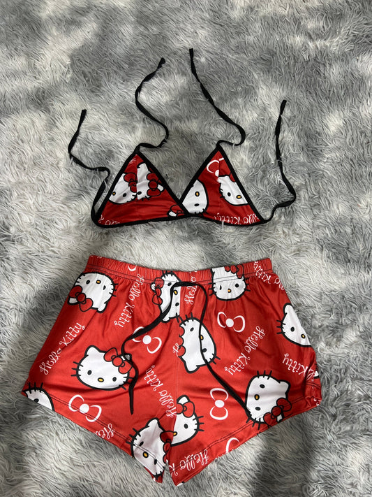 hello kitty roja Top con short unitalla de brush