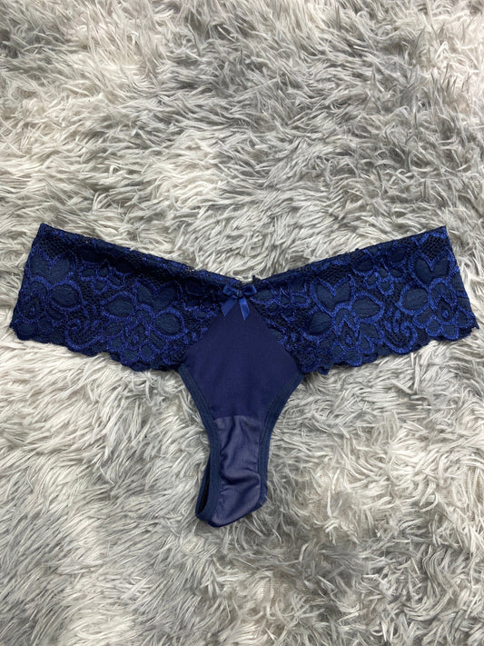 Con Moño Azul Marino Tanga De Dama
